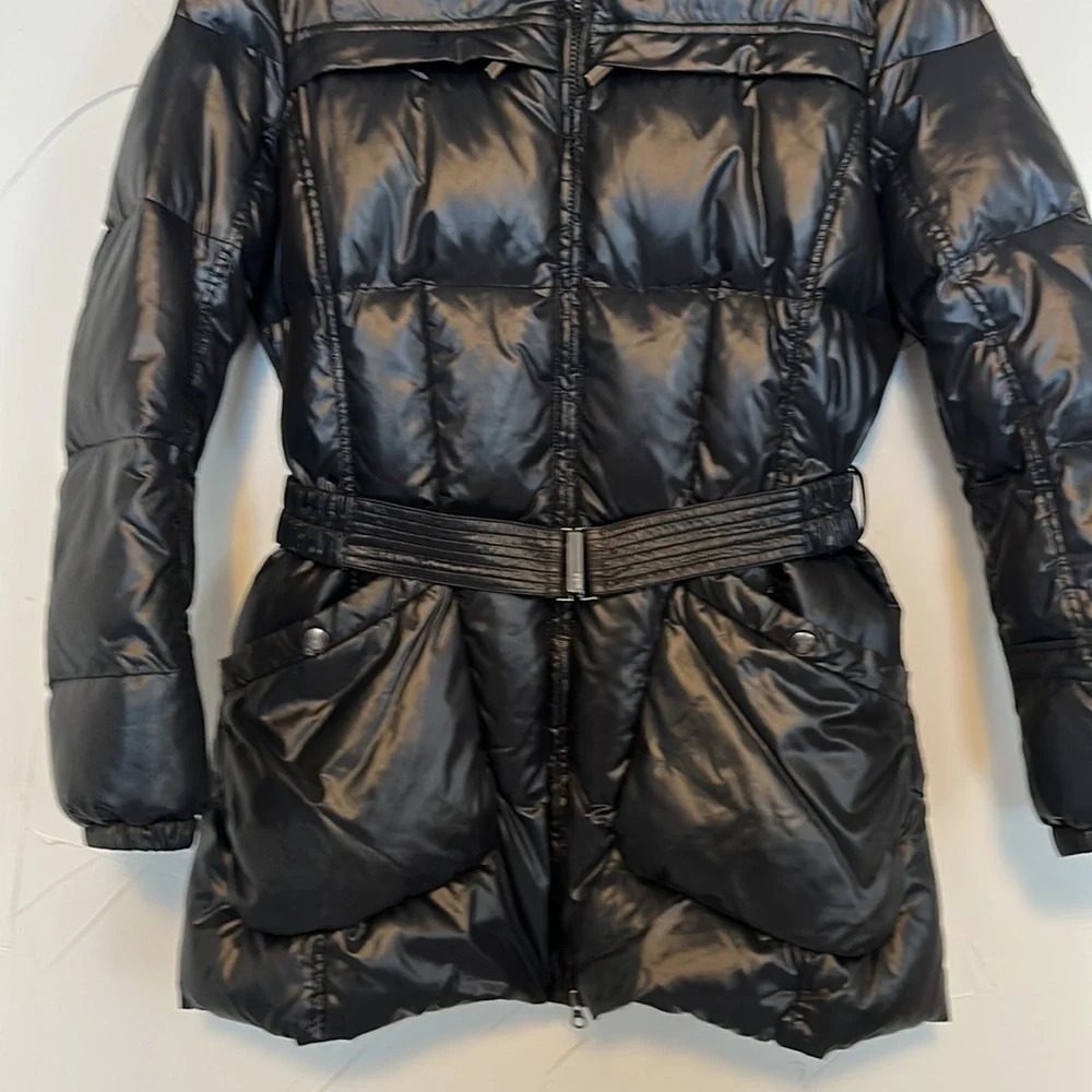 ADD Down Women’s Black Belted Longline Jacket EUC US12 - Picture 9 of 10